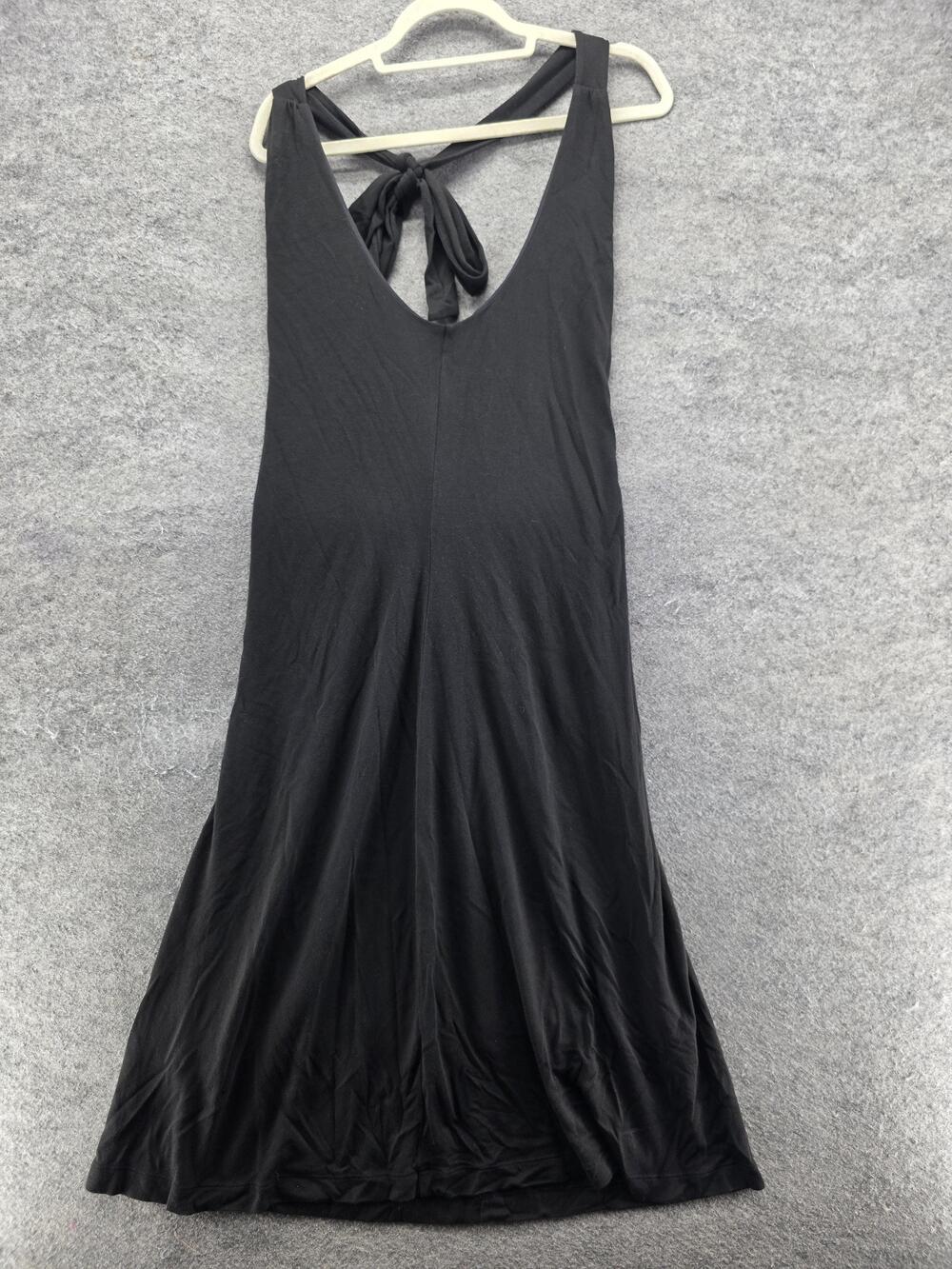 Banana Republic Dress Womens M Black Halter Maxi Slip Lined Lyocell Tie Back